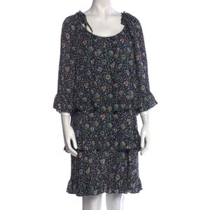 Tory Burch Navy Multicolor Floral Tiered Mini Dress